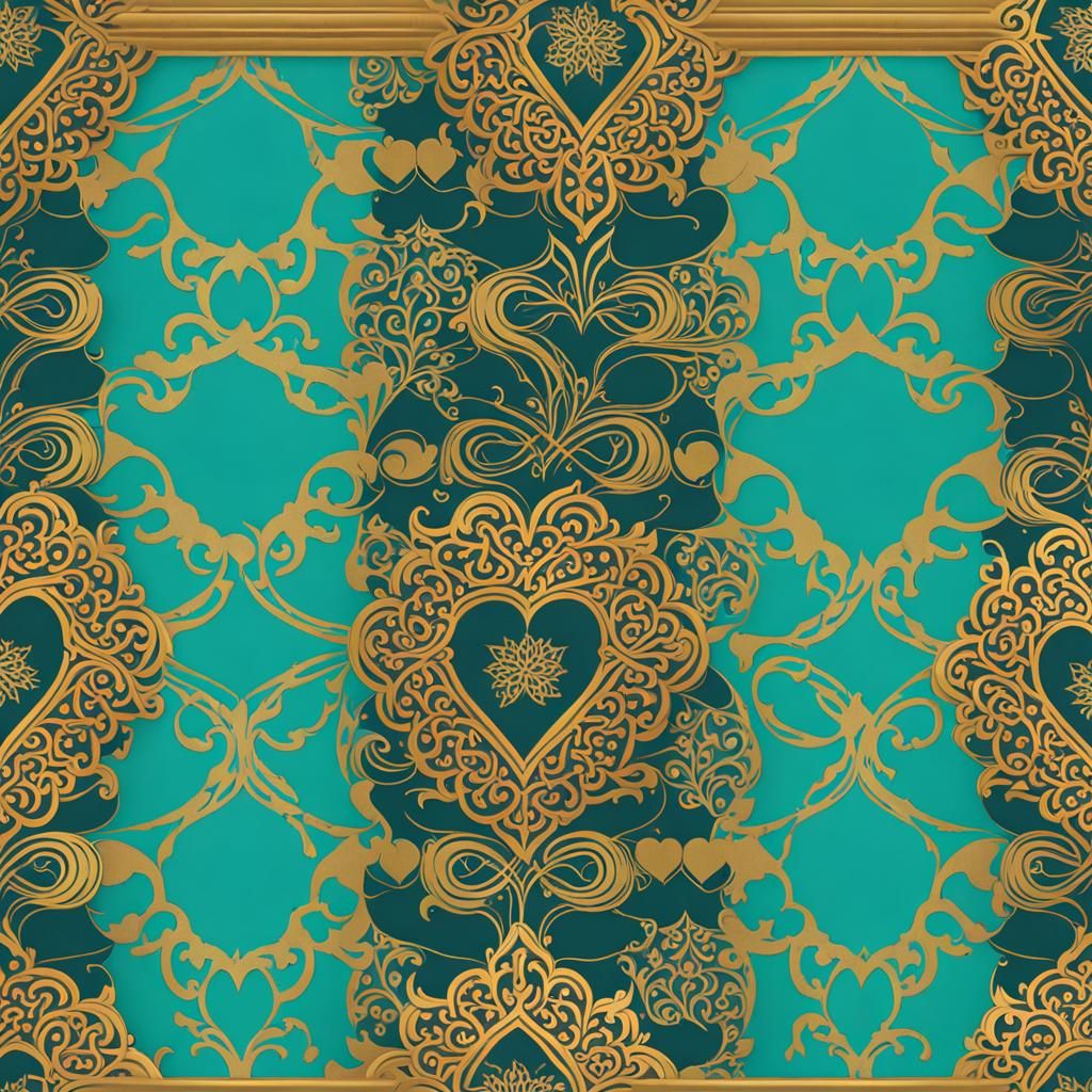 Minimalist Turquoise and Gold Heart Logo Design