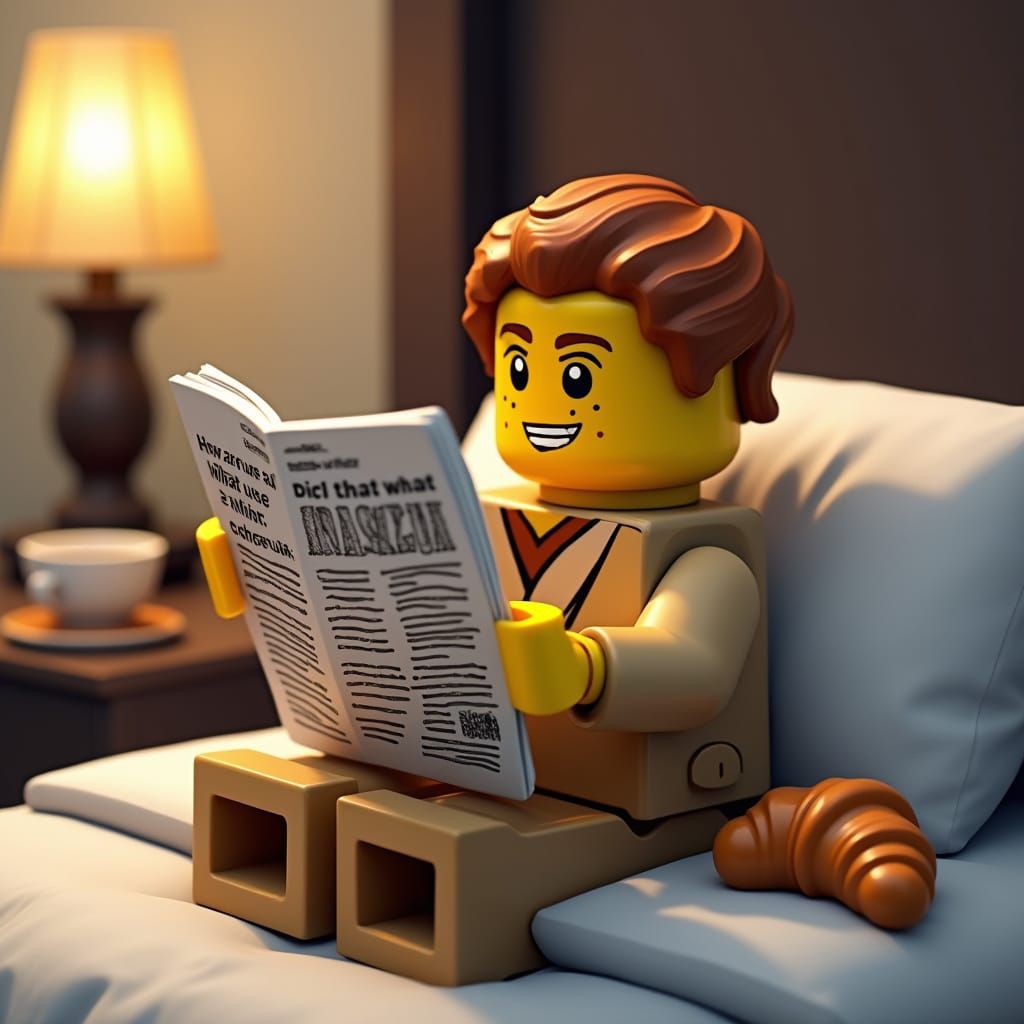 Lego Obi-Wan Kenobi Reads News in Bed