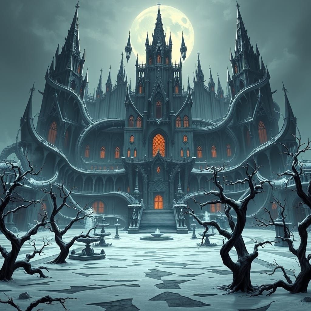 Twisted Palace of Nathema in Dark, Glass-Like Material