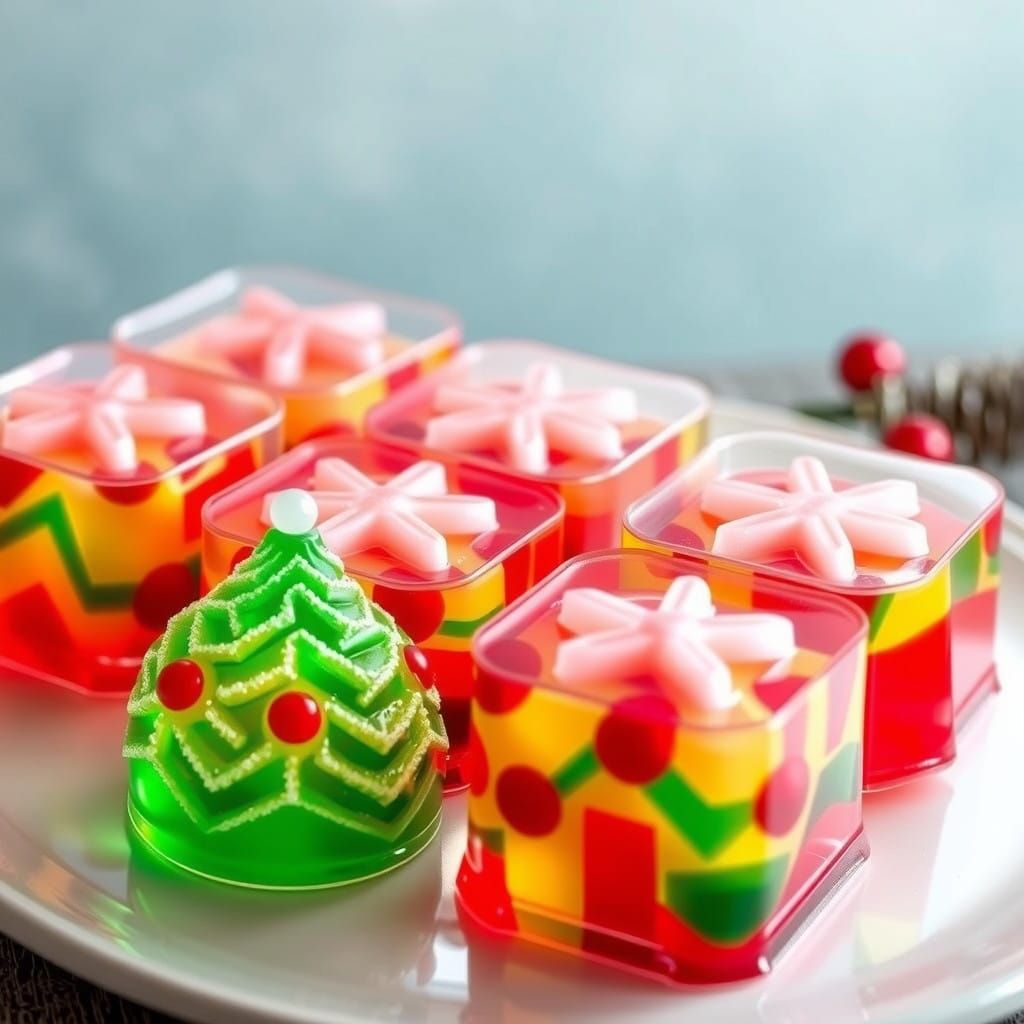 Vibrant Christmas Jello Molds in Hyperealistic Hues