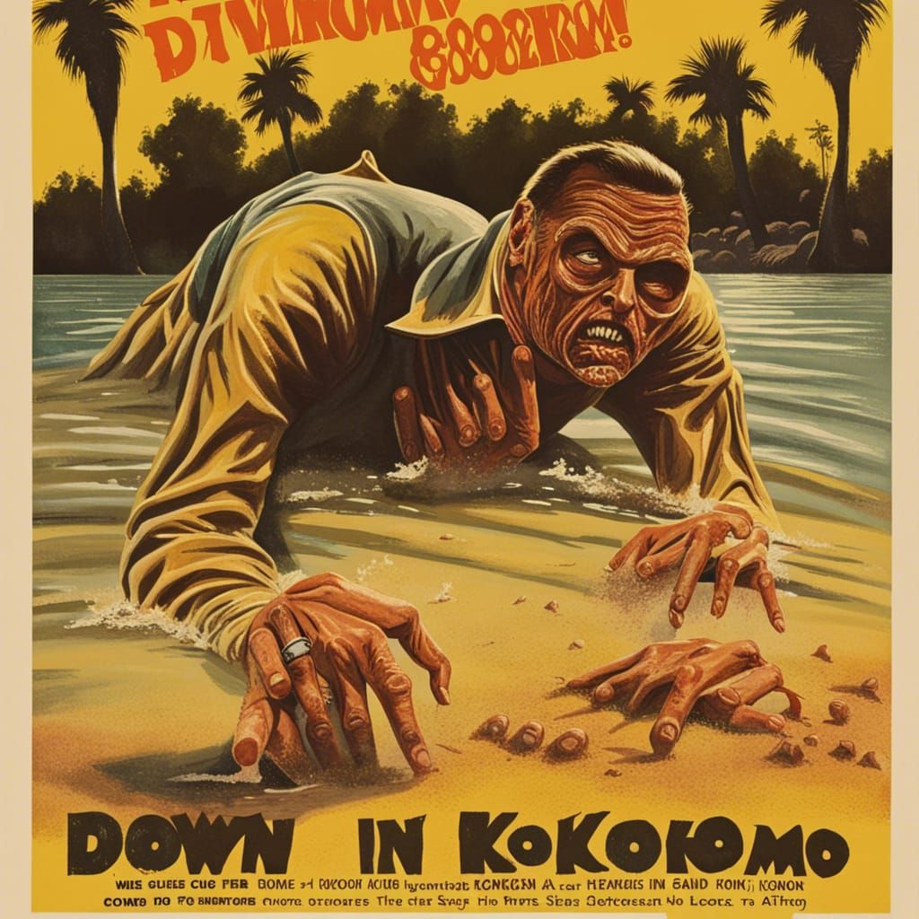 Vintage Horror Movie Poster: Bodies in the Sand