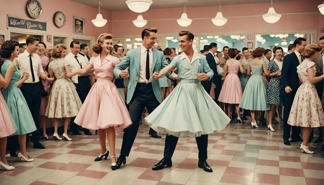 1950s Couple Dancing in Retro Photography Style
