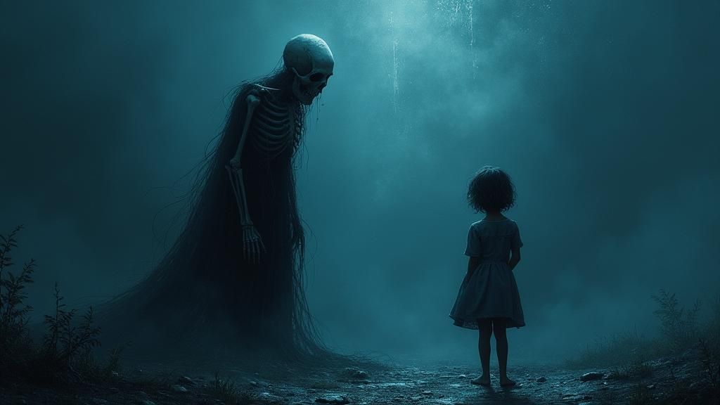 Heartbreaking Skeleton Illustration in Expressionist Style