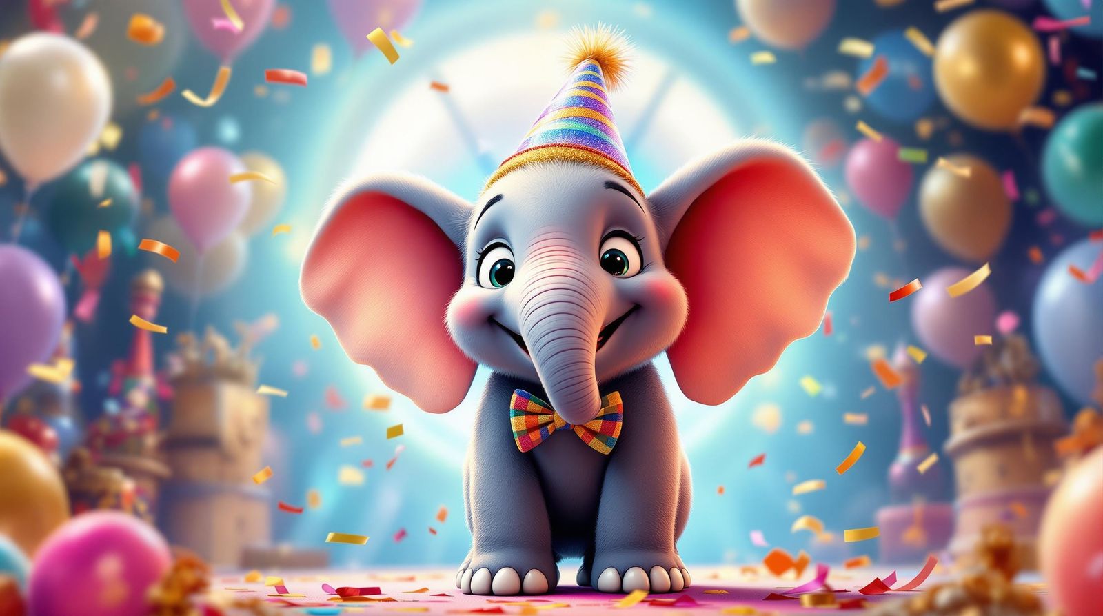 Joyful Elephant Celebrates New Year's in Vibrant Style