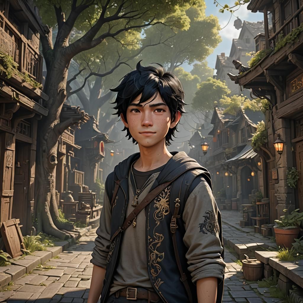Teenager Boy with Crooked Smile: Digital Matte Painting