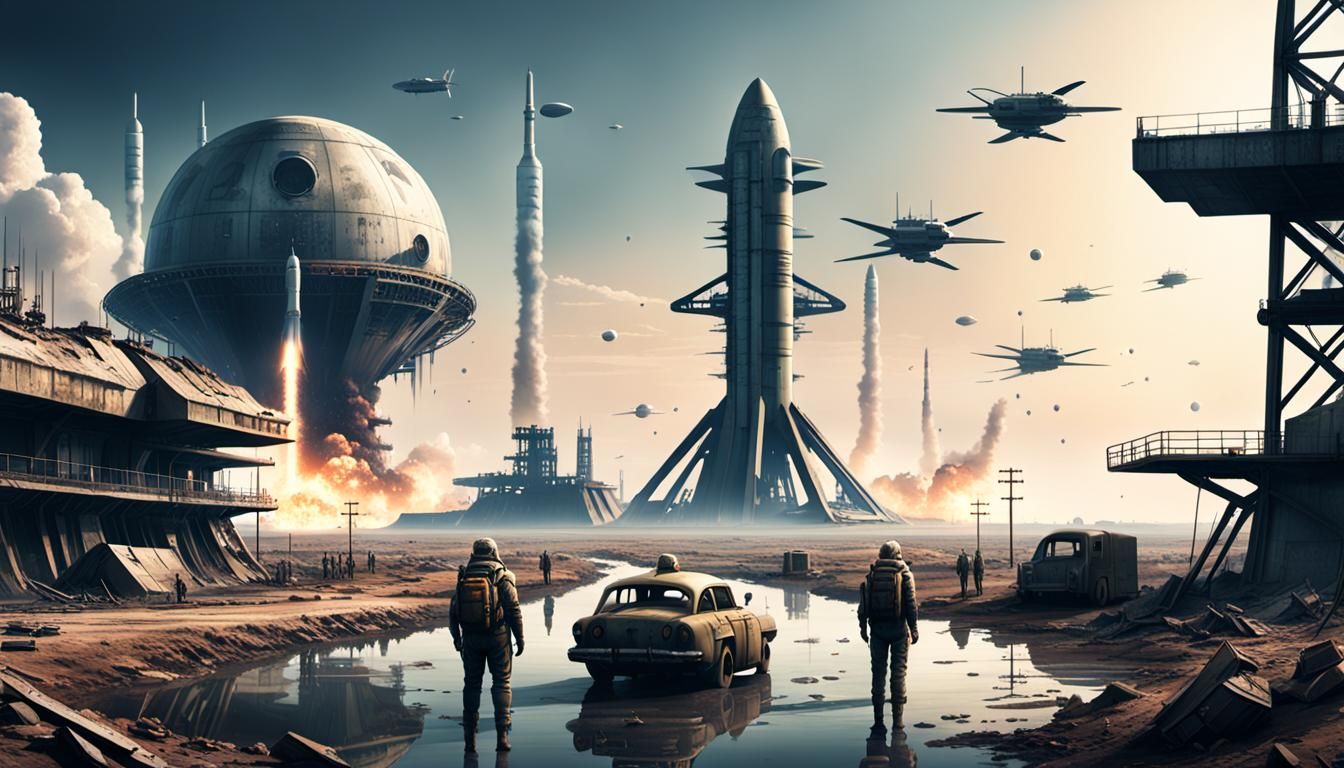 Post-Apocalyptic Spaceport: Escape Rockets Launch