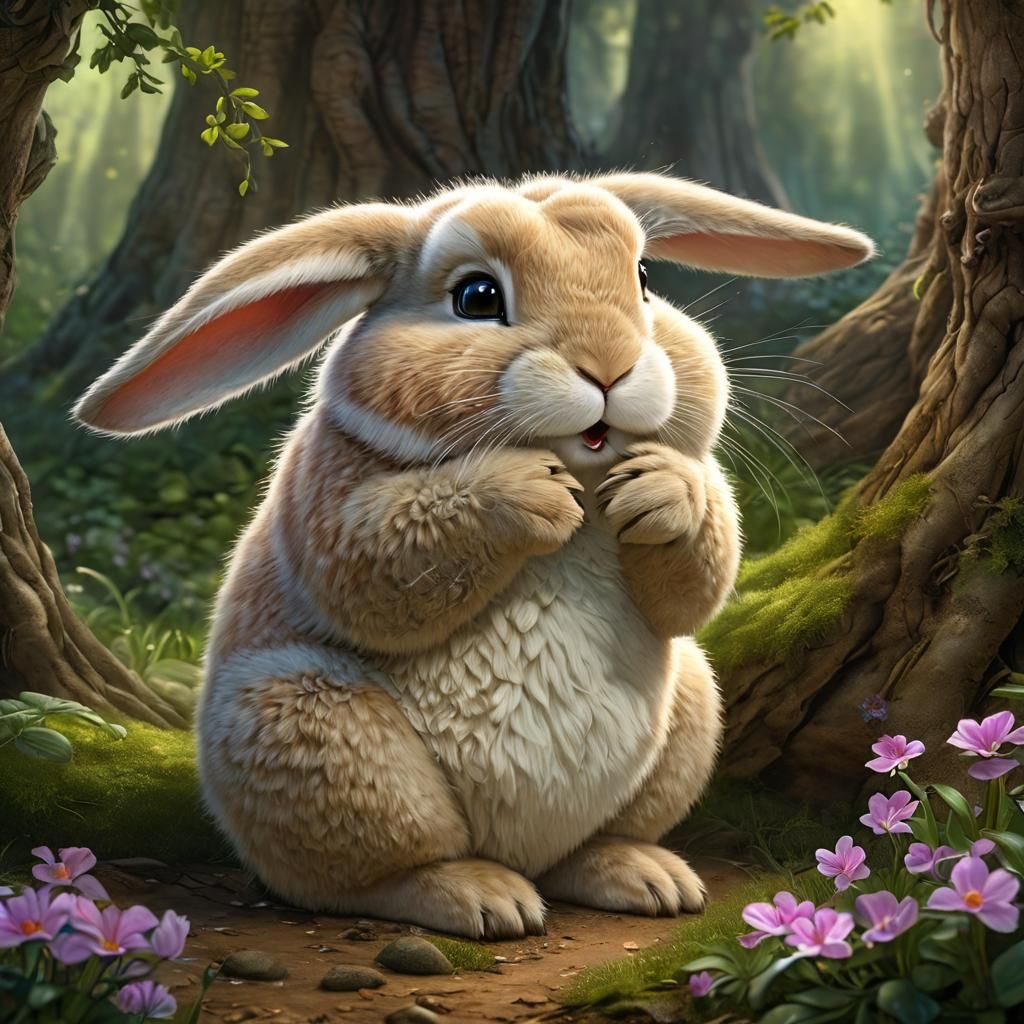 Adorable Chubby Bunny in Fairytale Style