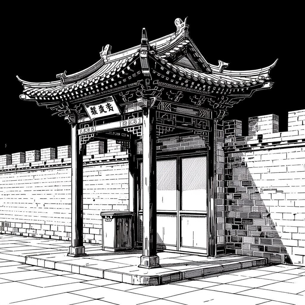 Blueprint Bus Stop Design Inspired by Chinese Fortress Walls