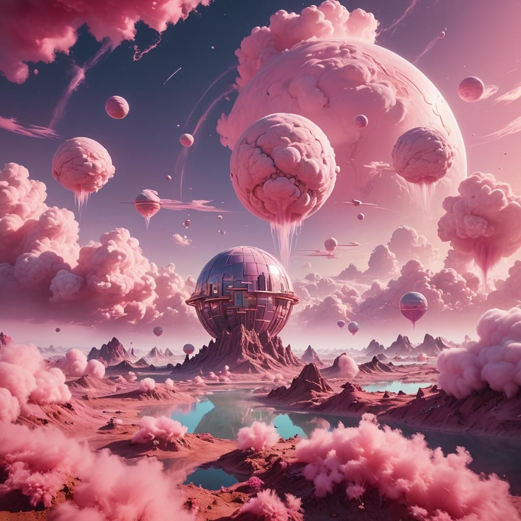 Pink Planet: Surreal Pastel Dreamscape in 8k