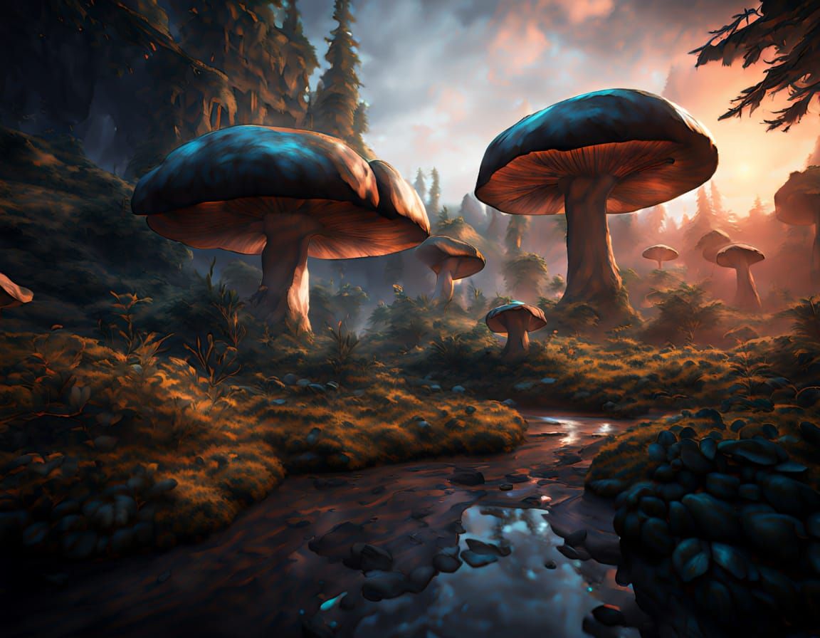 Magical Bioluminescent Forest in Dark Fantasy Style