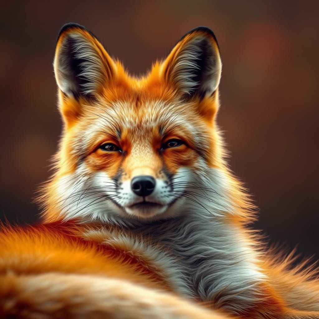 Hyperrealistic Fox Portrait in Digital Painting Style