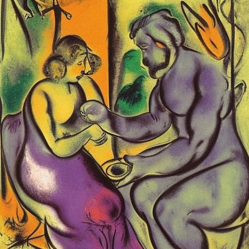 Ornate Garden of Eden Inspired by Braque and Chagall