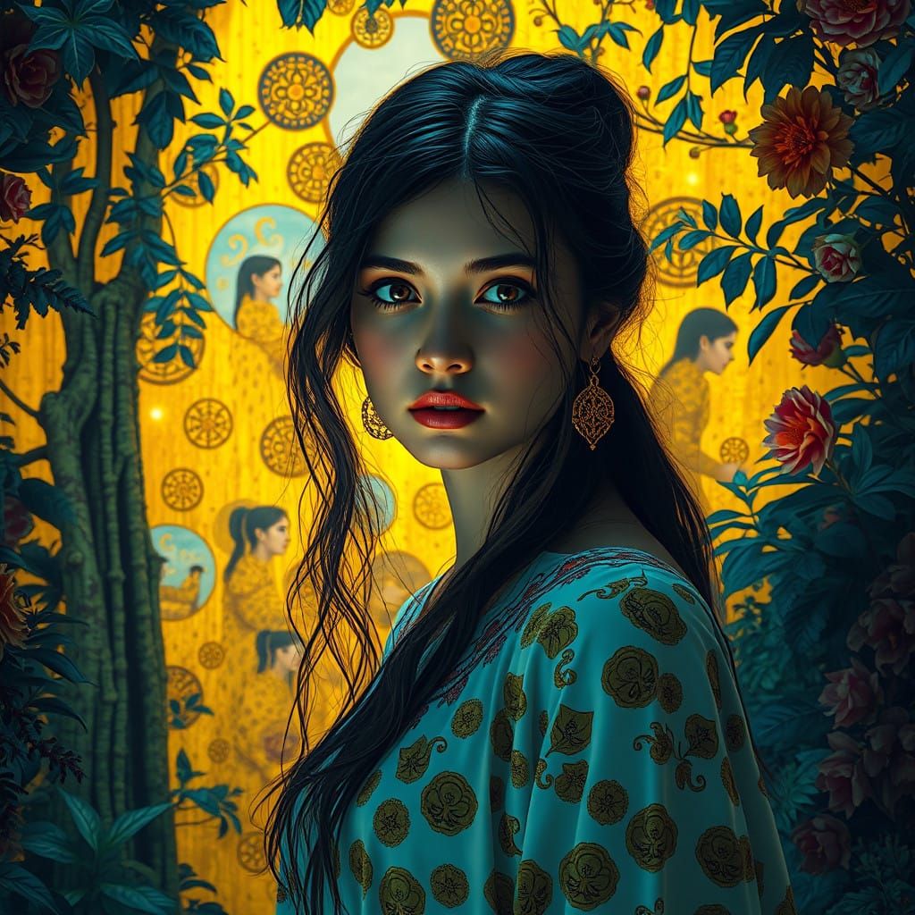 Sensual Woman in Vibrant Yellow Paradise