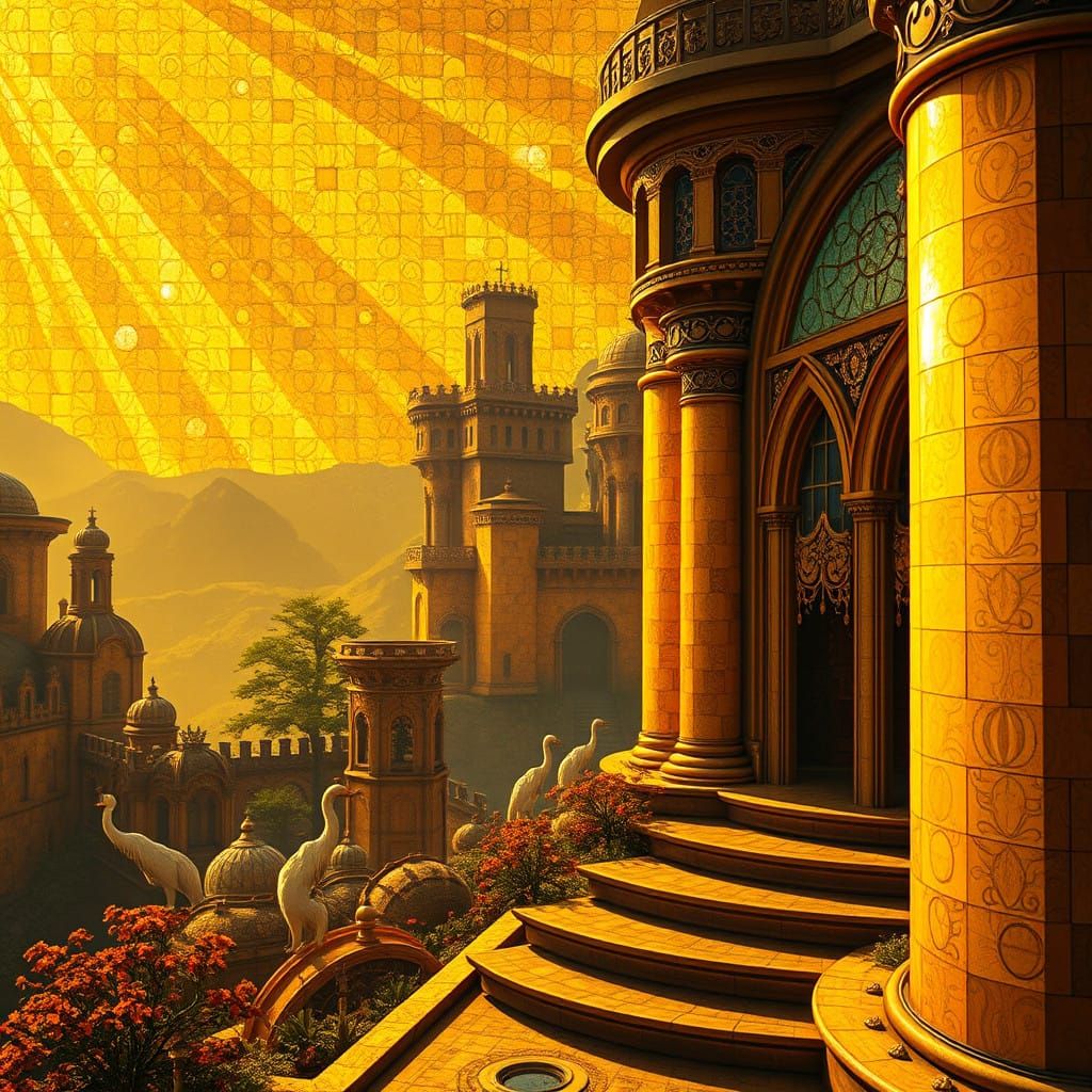 Golden Kiss in Vibrant Byzantine Elegance