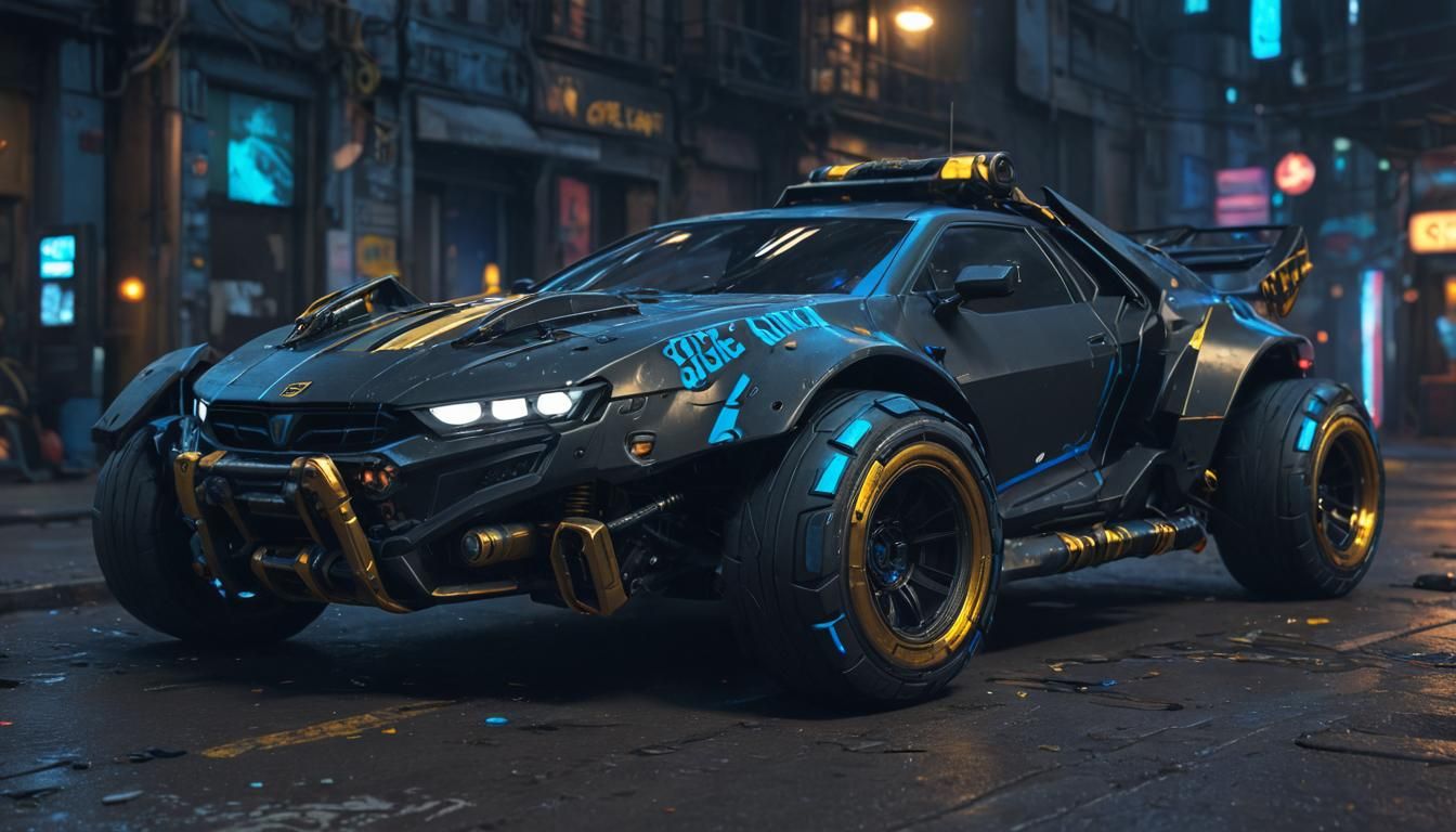 Futuristic Cyberpunk Vehicle in Cyber Tech Style