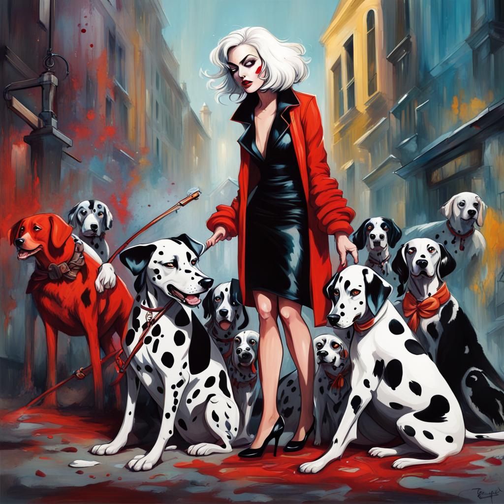 Cruella de Vil Rescuing Dalmatians: Graffiti Art