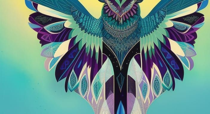 Abstract Geometric Owl Wings in Art Deco Style