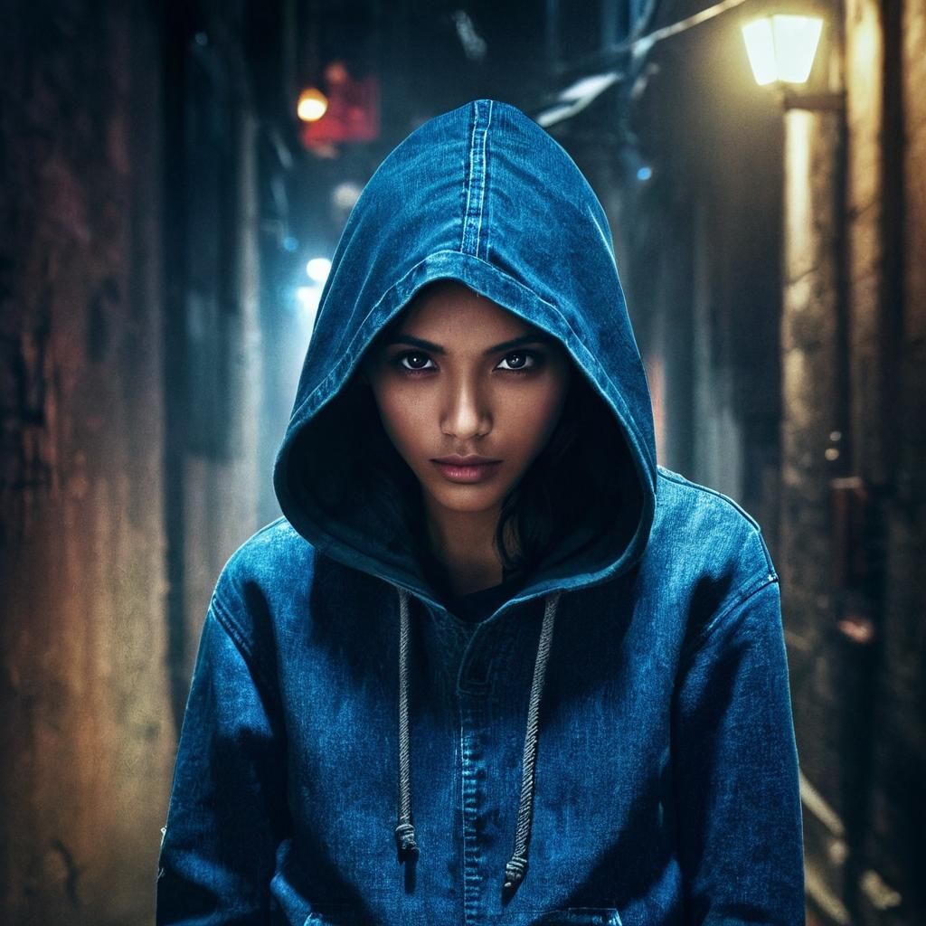 Hooded Figure in Alleyway: Cinematic Concept Art