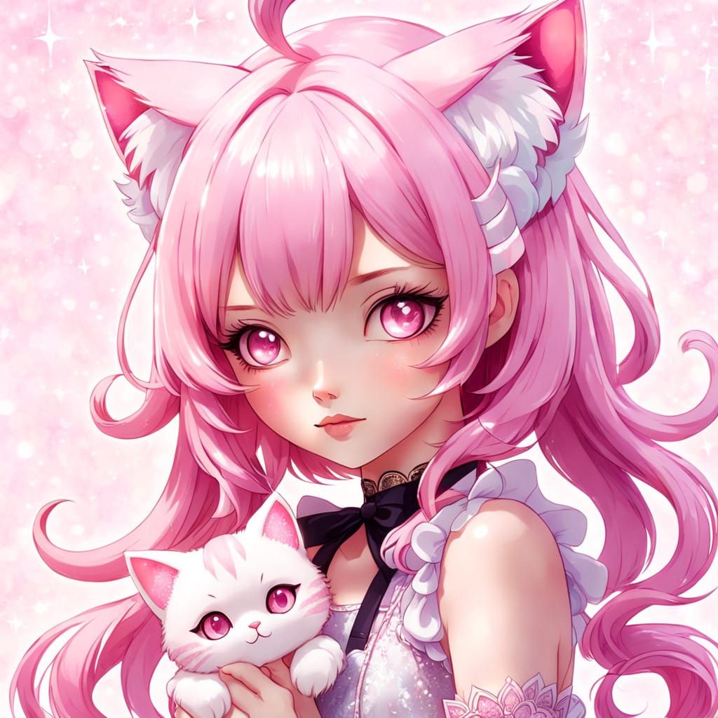 Delicate Girl in Whimsical Pastel Pink Hues