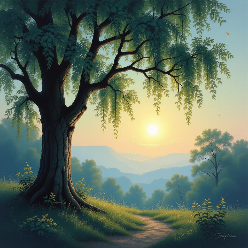 Ethereal Light Through Linden Tree Branches