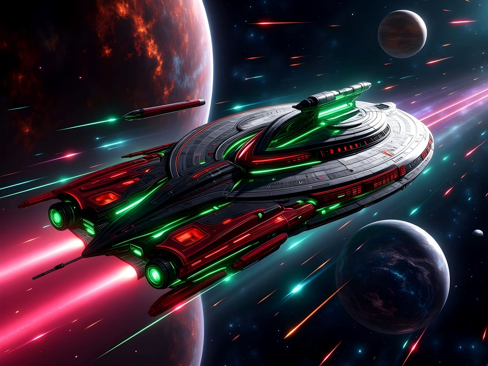 Sleek Zanarian Cruiser in Binary Star System