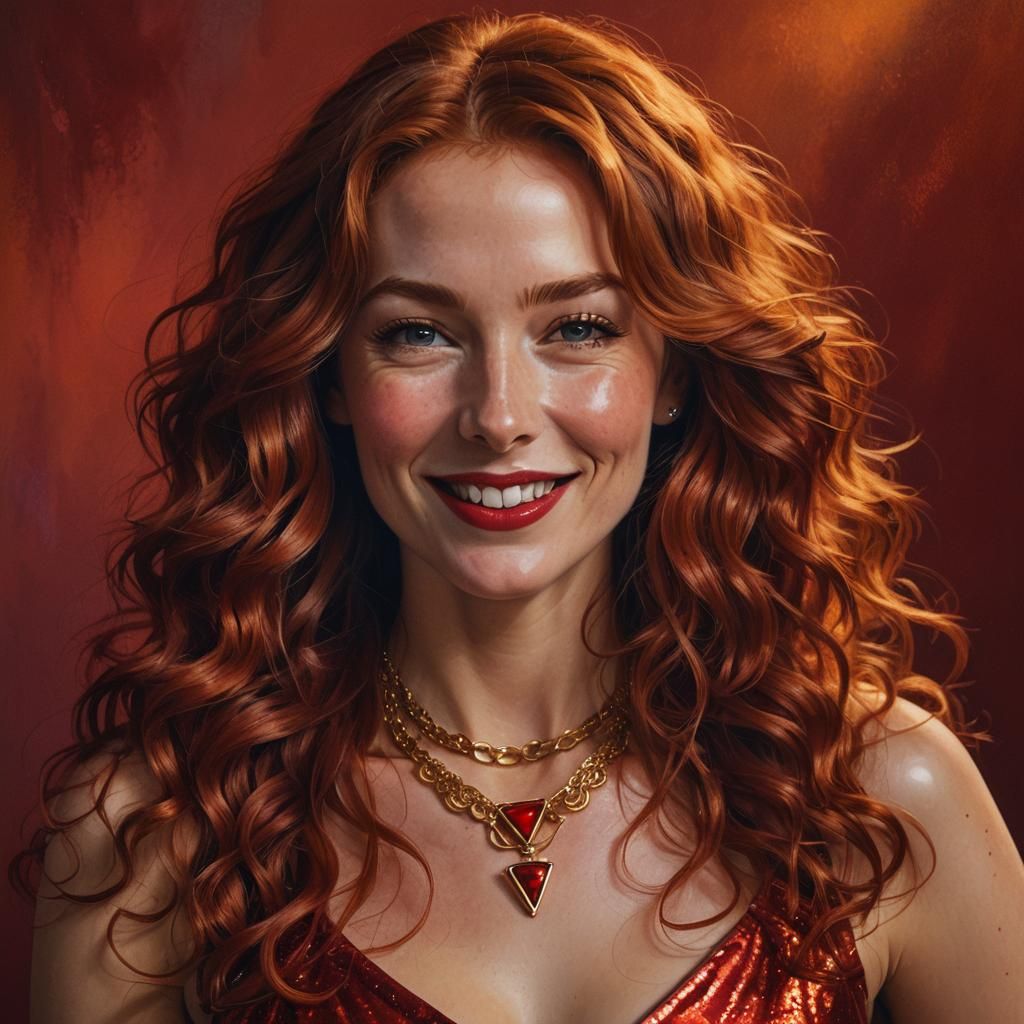 Red-Haired Woman Portrait in High-Fashion Photography Style