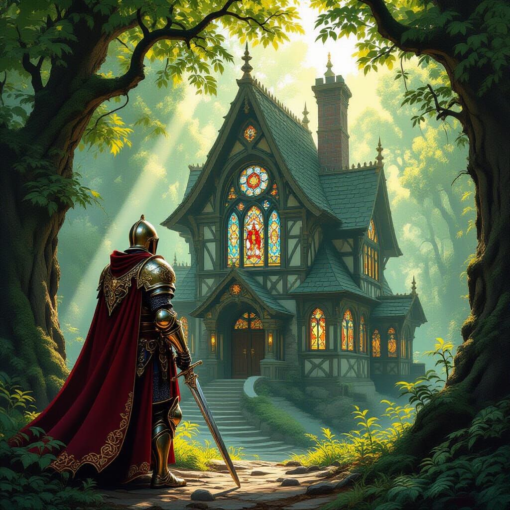 Knight Guards Mystical House in Emerald Woodland