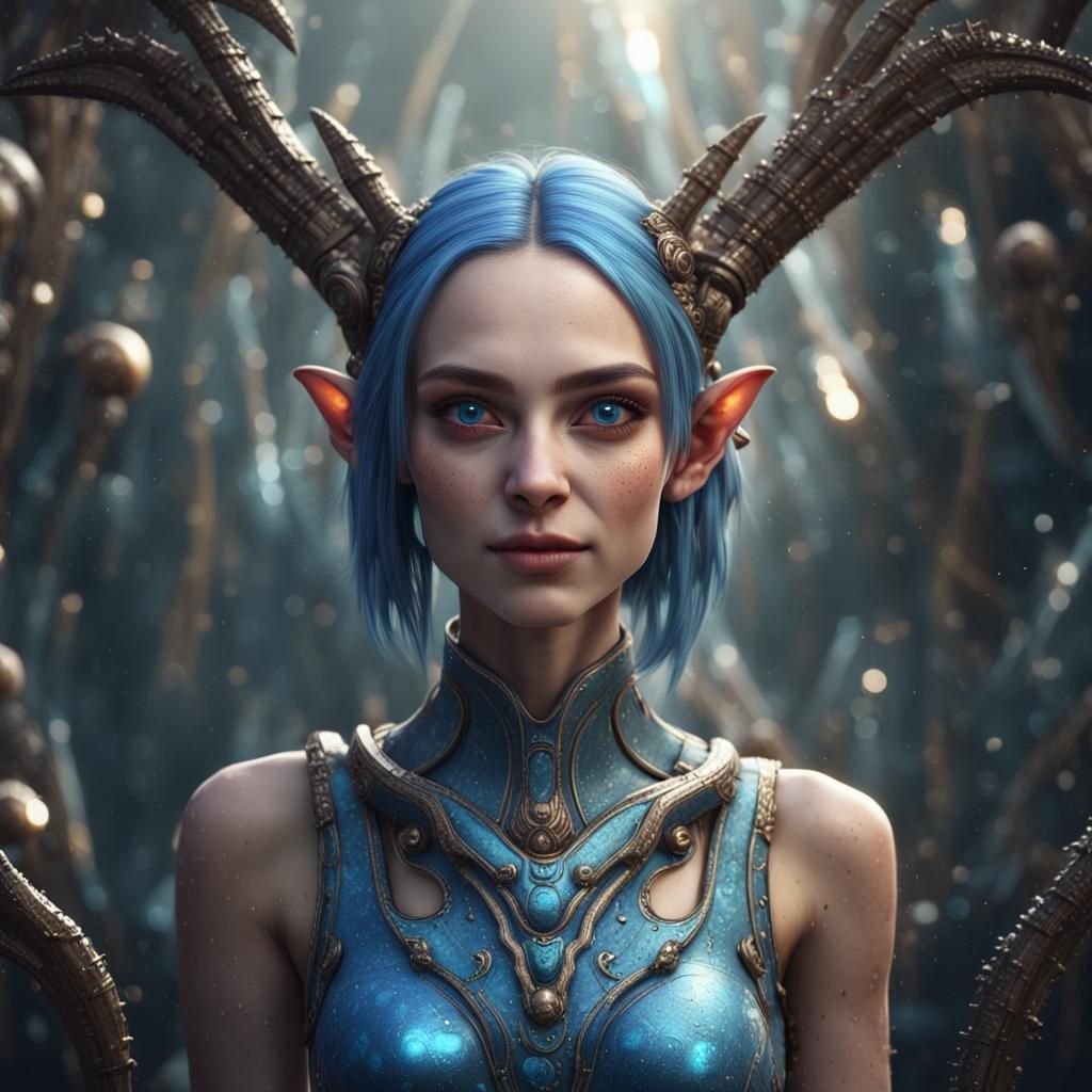 Extraterrestrial Teen Portrait in Detailed Fantasy Art