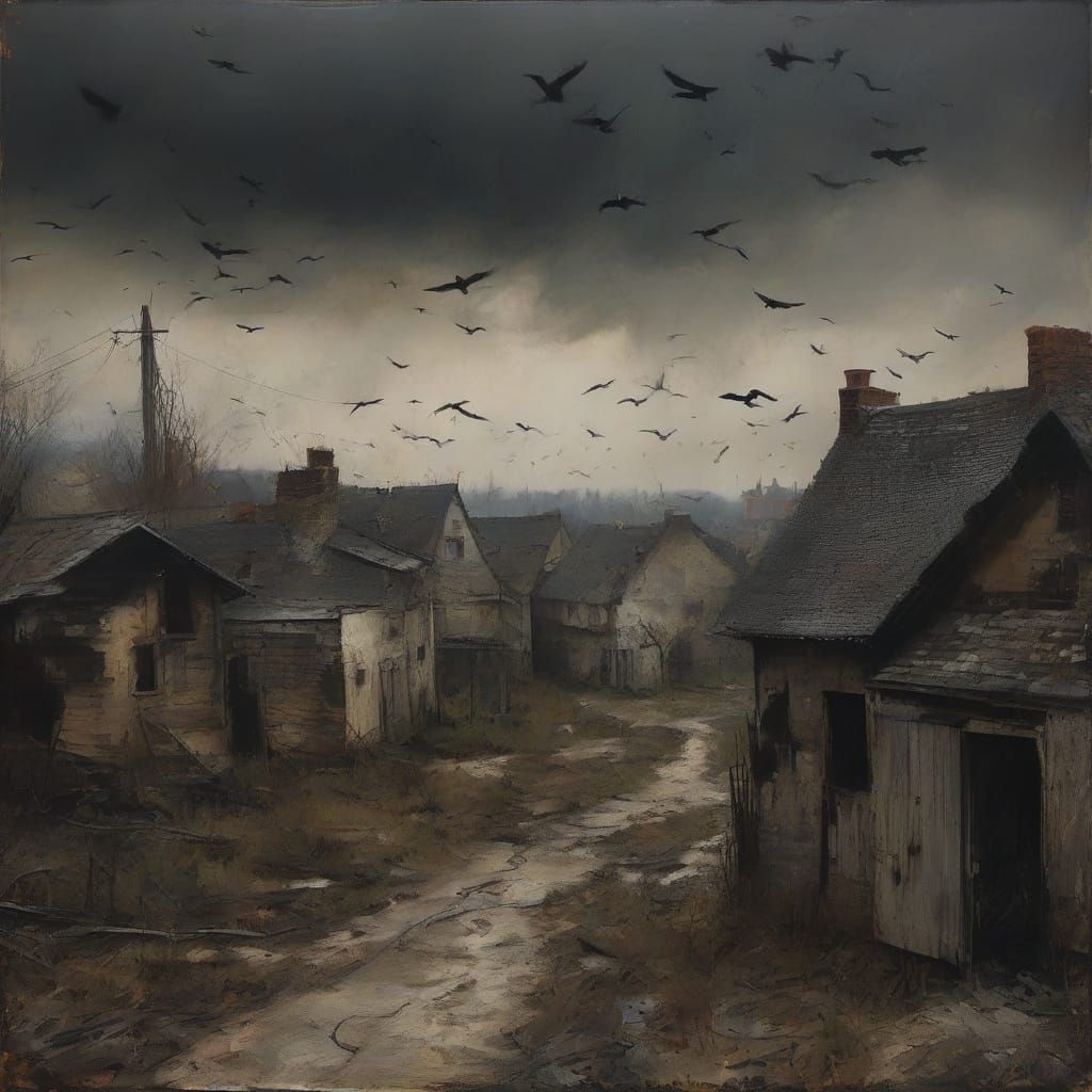 Expressionist Painting of Figure Listening to Sky Regiments