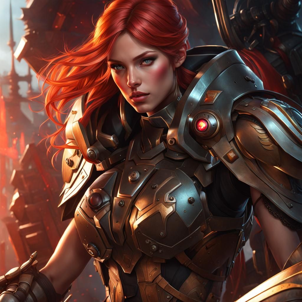 Cyborg Warrior in Armor: Art Nouveau Concept Art