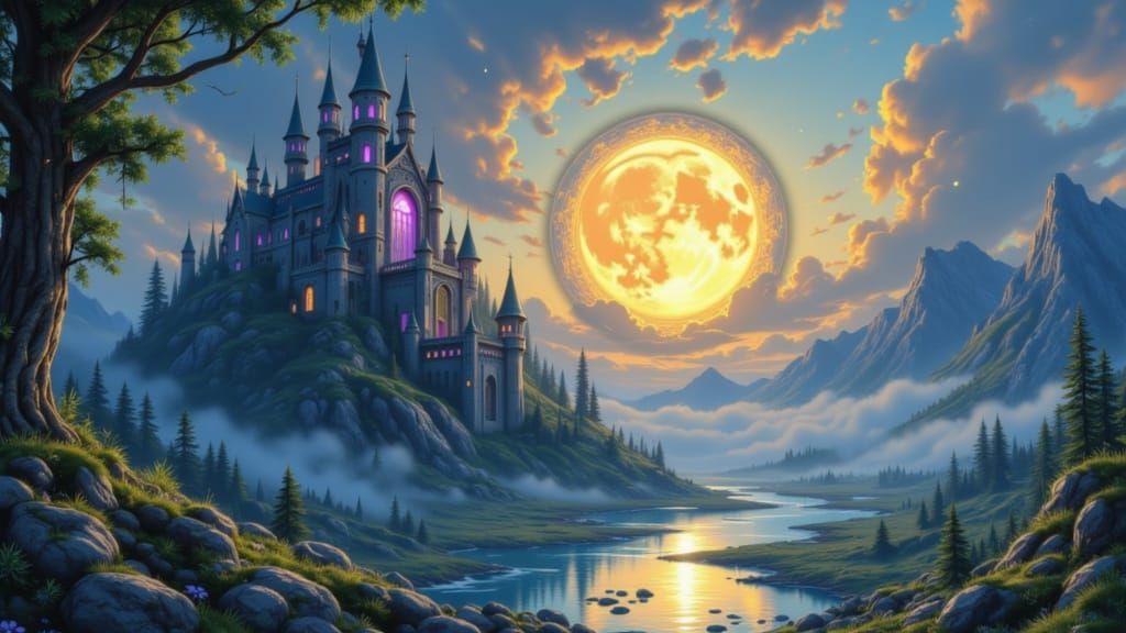 Surreal Ammolite Castle in Living Landscape