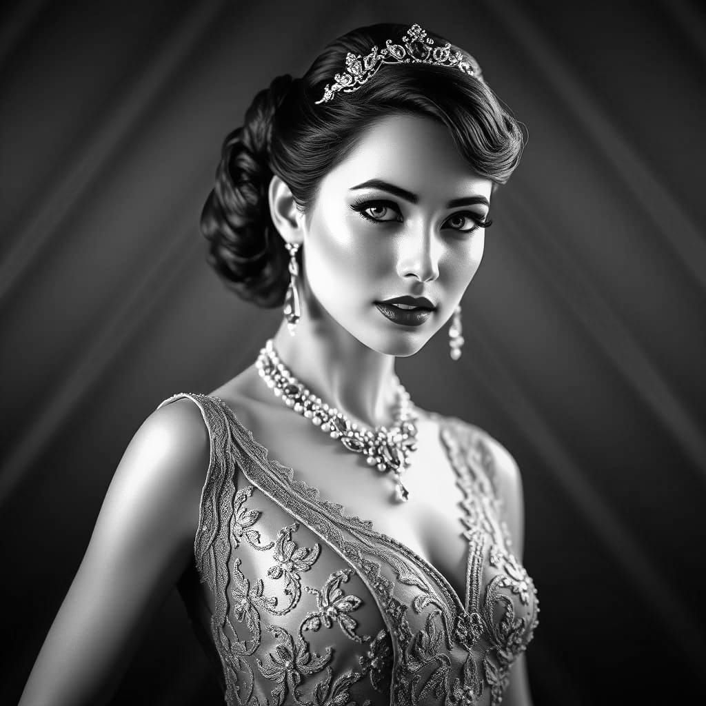 Vintage Hollywood Glamour Portrait in Modern Style
