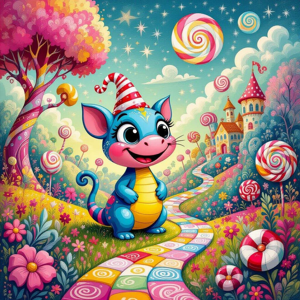 Pepe's Whimsical Adventure in Gouache Candyland