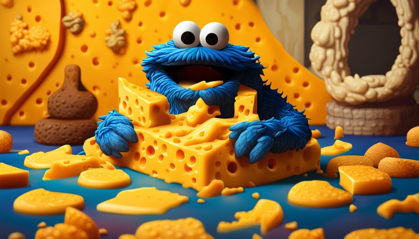 Cookie Monster's Cheddar Cheese World: 8K Concept Art