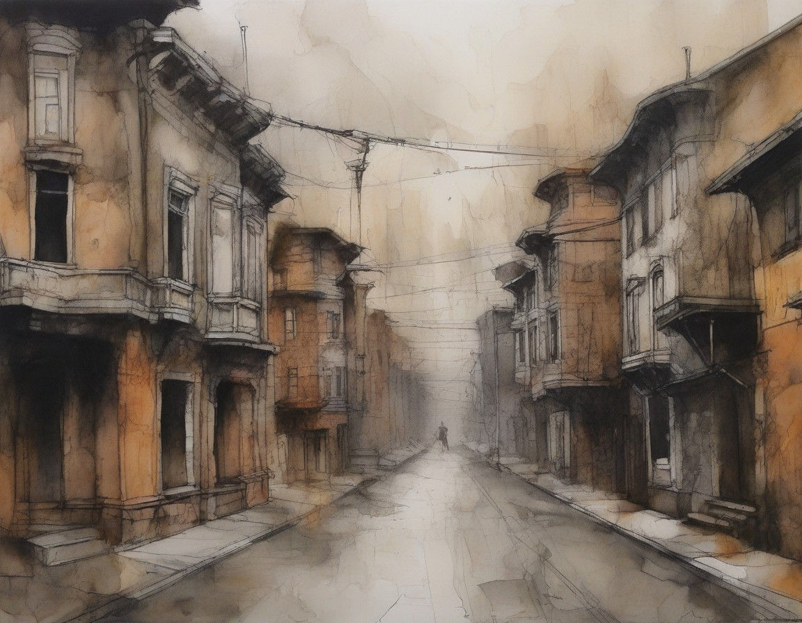 Misty San Francisco Rooftops in Romantic Ink Painting