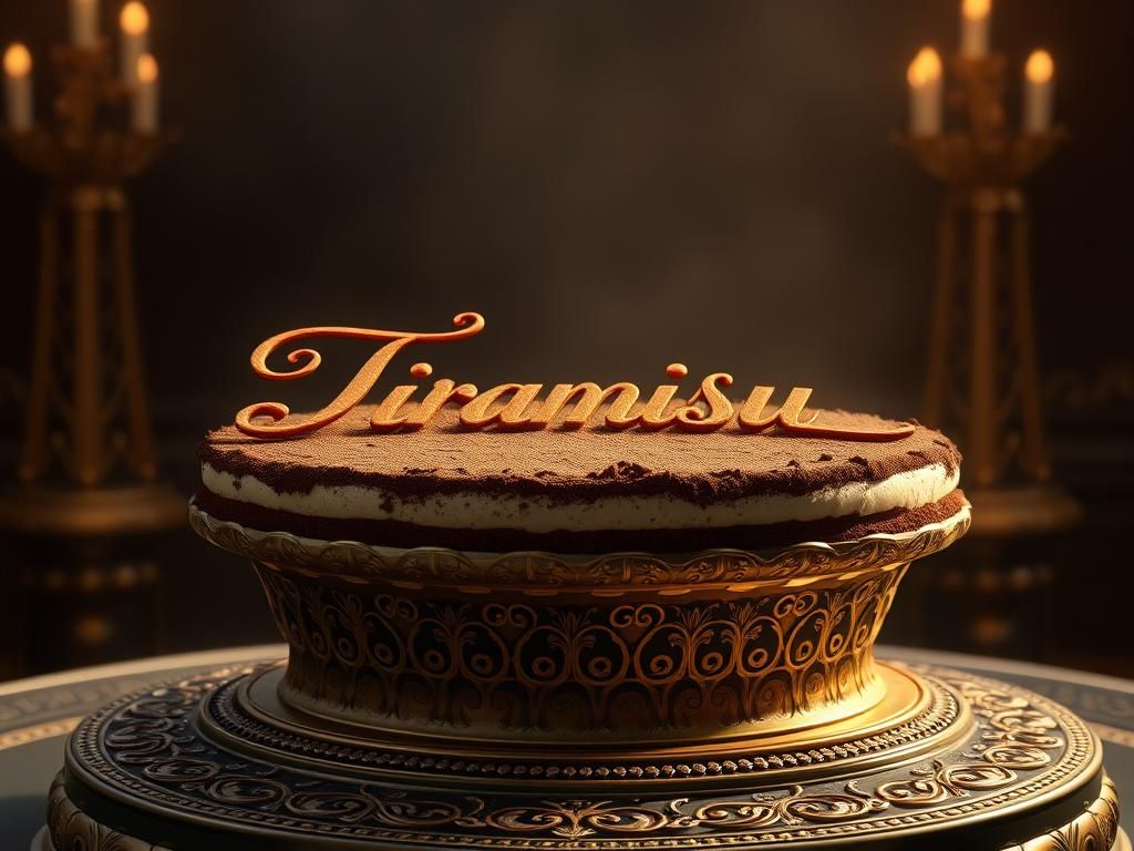Elegant Tiramisu Dessert in Fantasy Concept Art Style