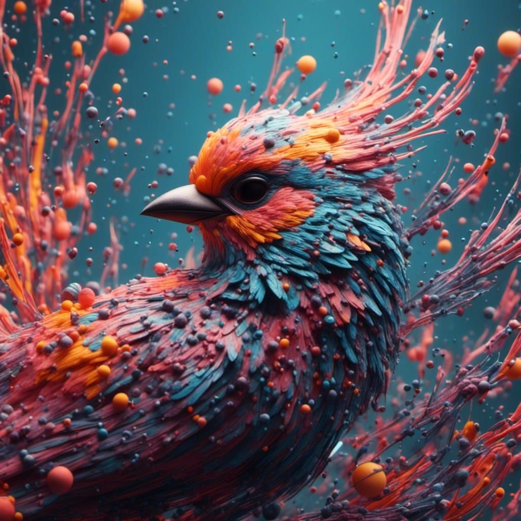 Abstract Bird Portrait in Pastel Colors