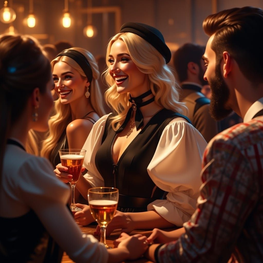 Julie ventures to a 60's fancy dress party (new Lora model)