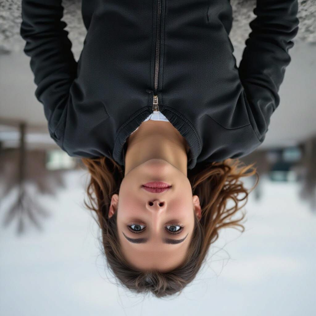 Person Simultaneously Upright and Upside Down with Straight ...