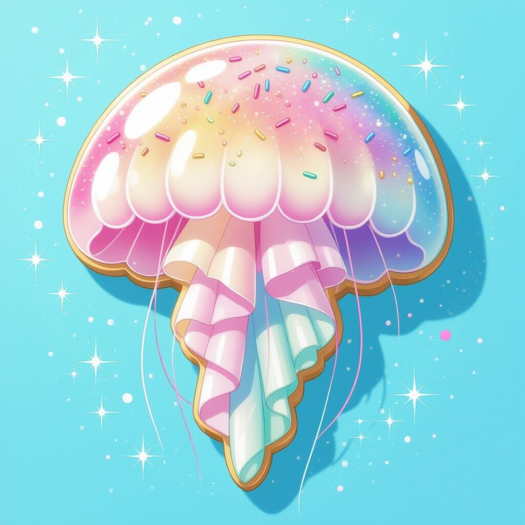 Vibrant Frilled Jellyfish Cookie with Sprinkles