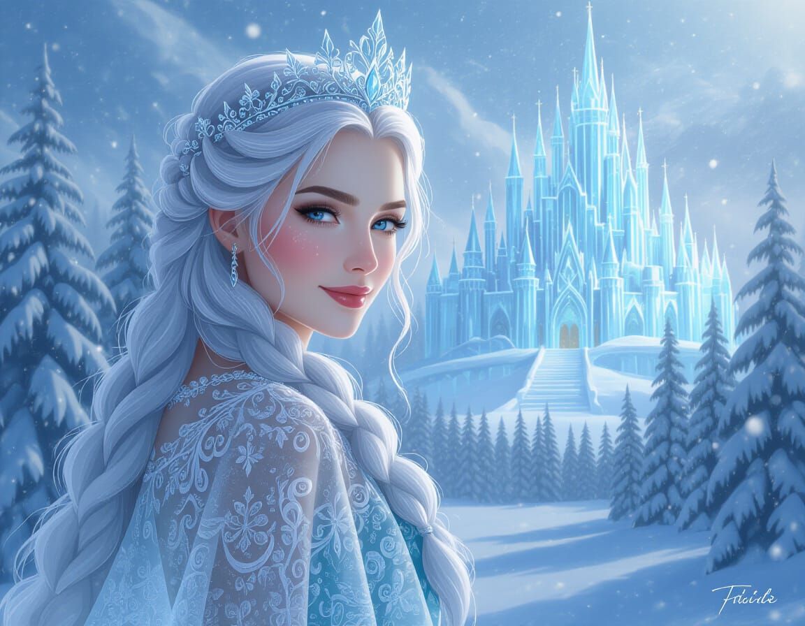 Ethereal Snow Queen in Winter Palace