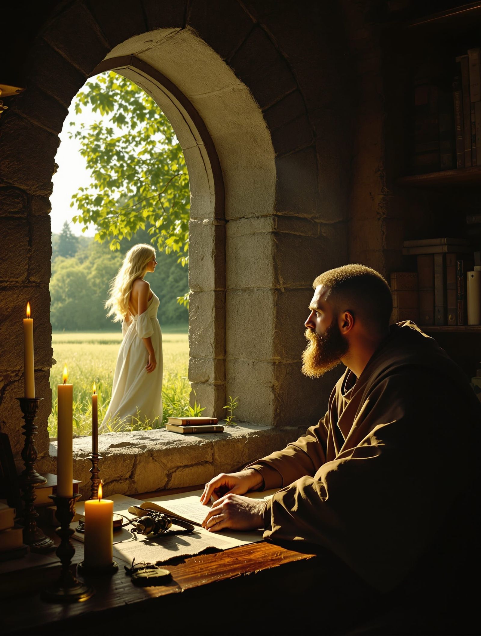 Monk's Contemplation: Summer Daydream in Sunlight