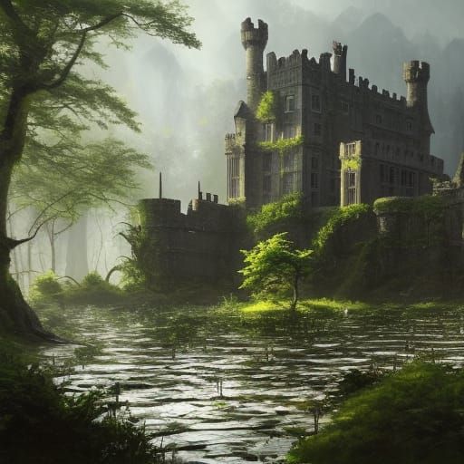 Flooded Gothic Castle in Cottagecore Swamp