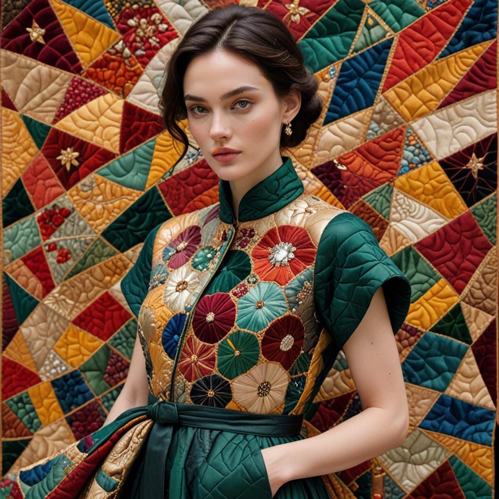 Luxurious 3D Patchwork Quilt in Vibrant Colors and Precious ...