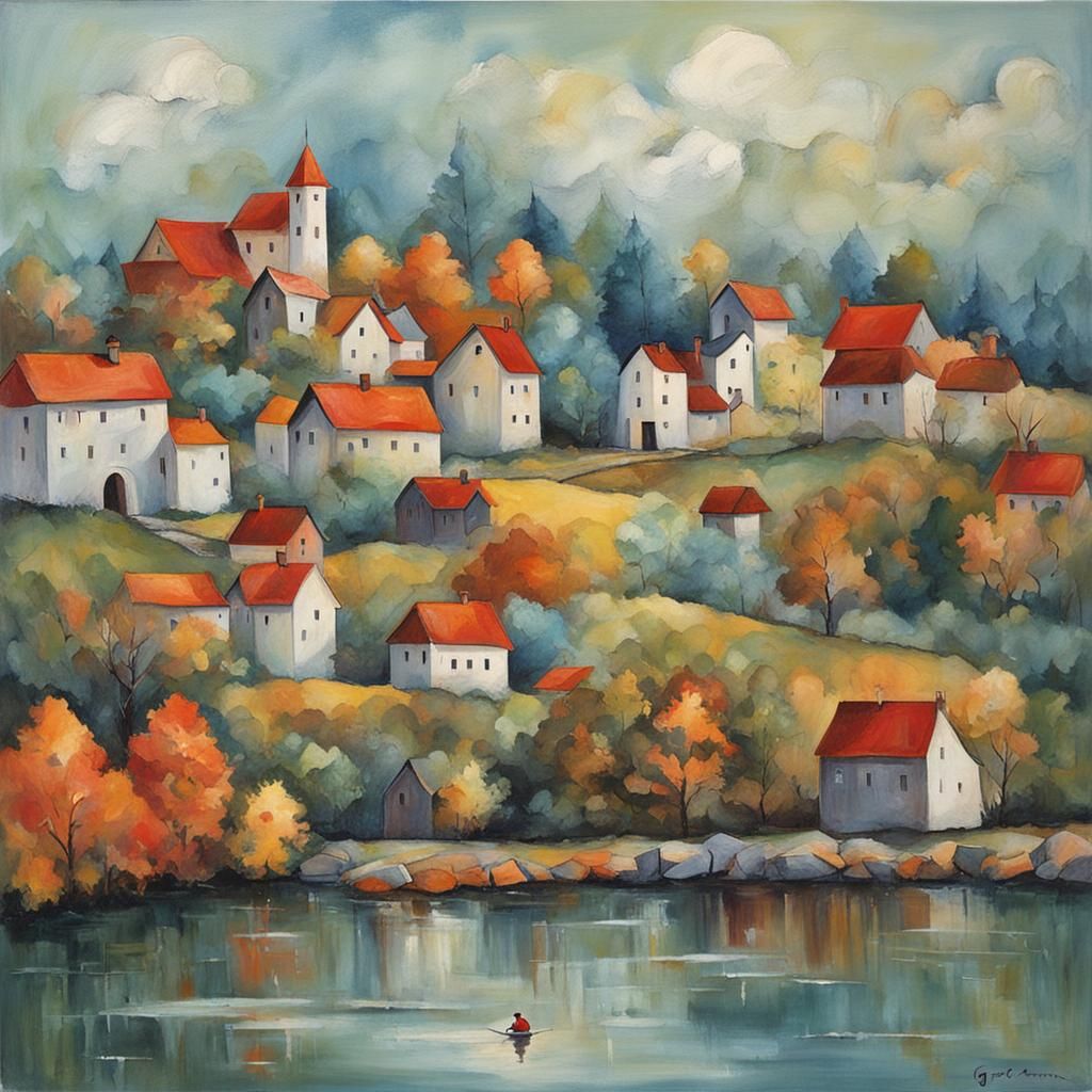 Expressionist Painting in the Style of Greta Grunow Guzek