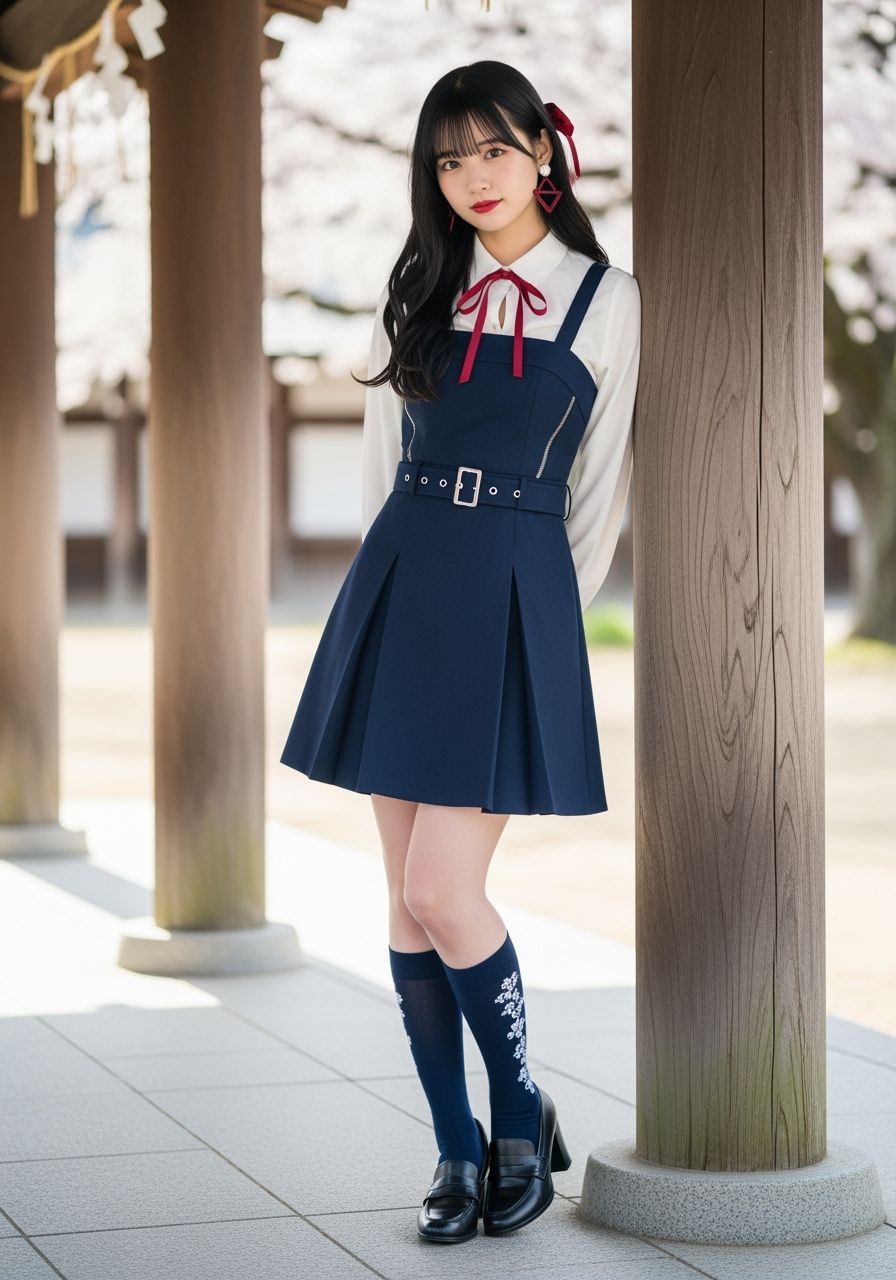 Kaori in Shrine Setting with Cherry Blossoms
