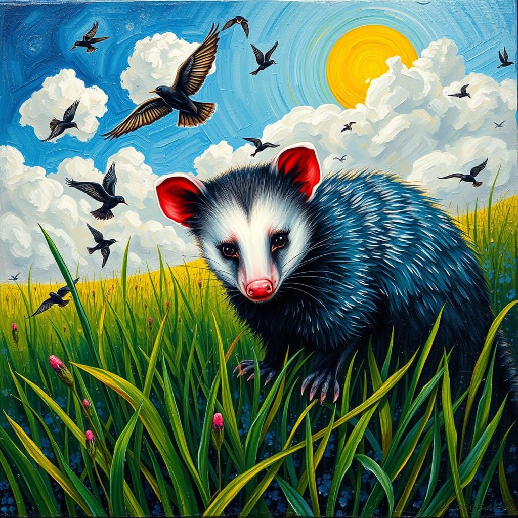 Vibrant Possum in Neo-Expressionist Style