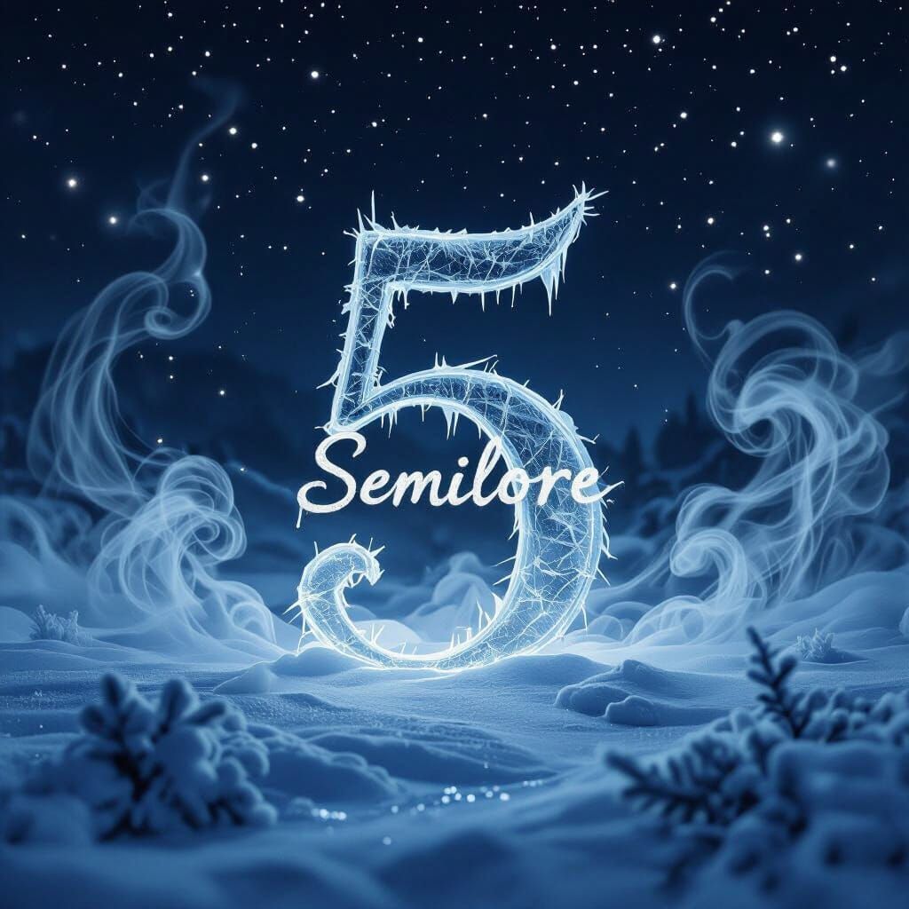 Icy Semilore Number Five in Winter Night Sky