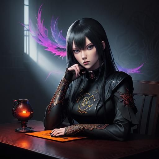 Taylor Swift as Phoenix Tarot Reader: Anime Style