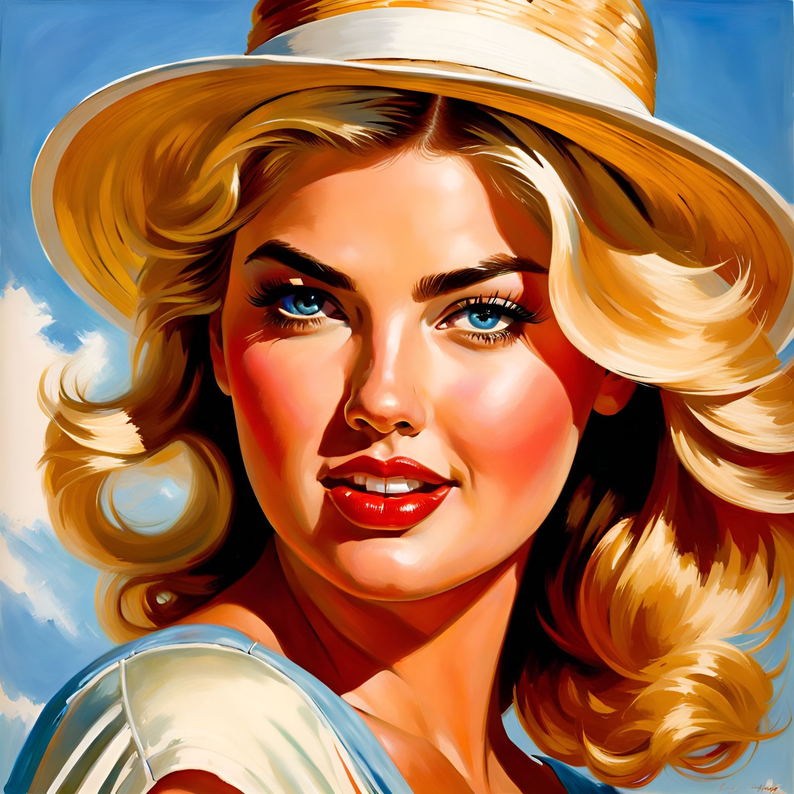 Portrait of a Beautiful Girl in Pin-Up Style